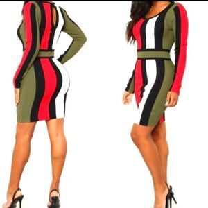 𝅺NWT Beautiful striped fashion nova dress sz small